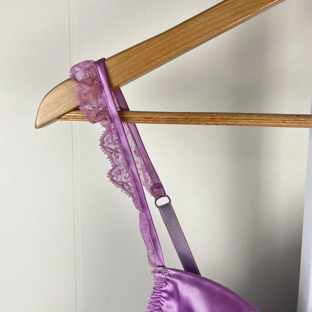 Vintage Cinema Etoile‎ Seductive Wear Chemise Purple Blue Floral Womens Medium - Picture 5 of 8